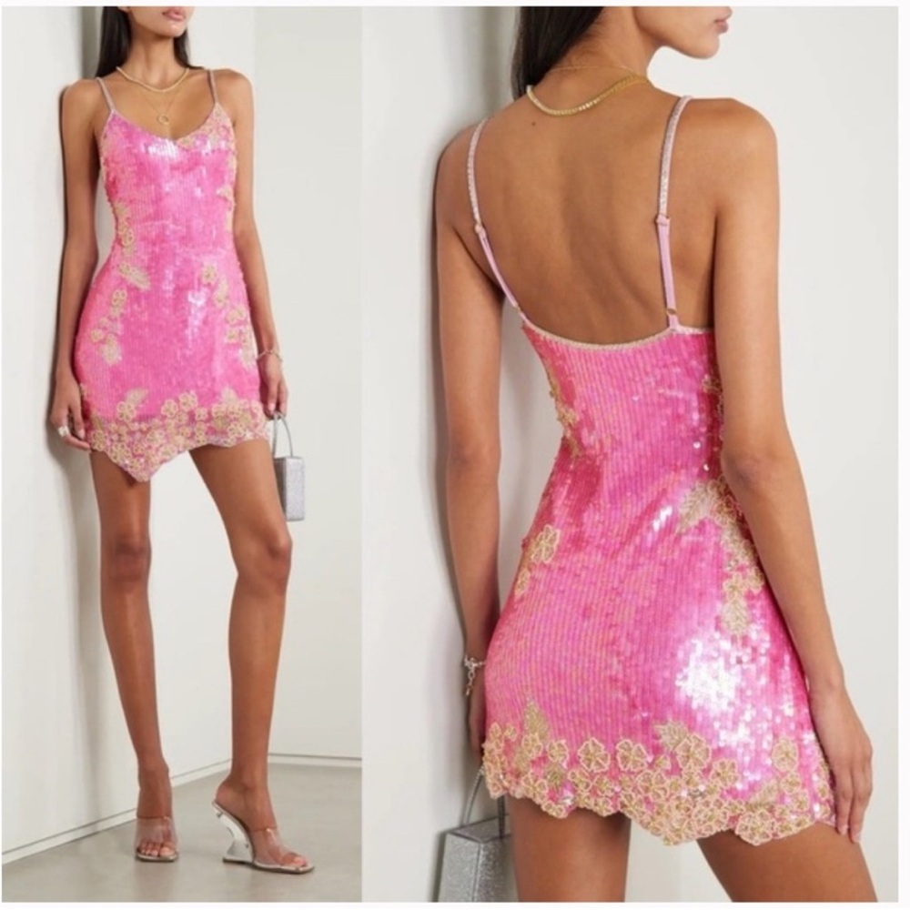LoveShackFancy Pink Meline Sequine Dress